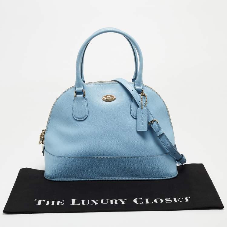 Pre Owned Coach Sky Blue Leather Cora Domed Satchel