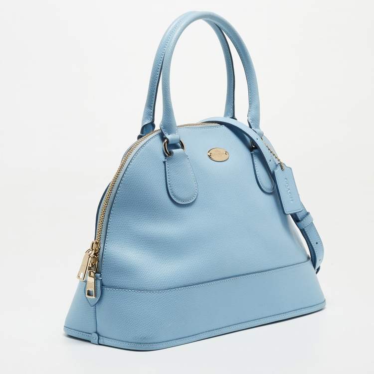Pre Owned Coach Sky Blue Leather Cora Domed Satchel