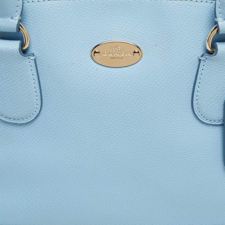 Pre Owned Coach Sky Blue Leather Cora Domed Satchel