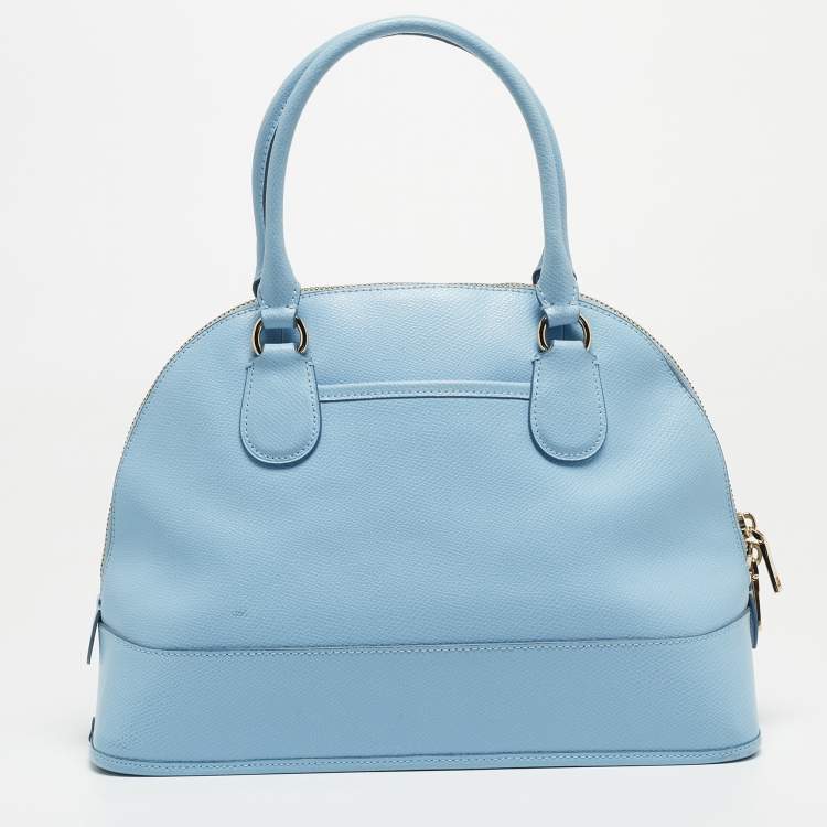 Pre Owned Coach Sky Blue Leather Cora Domed Satchel
