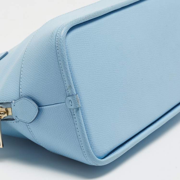Pre Owned Coach Sky Blue Leather Cora Domed Satchel
