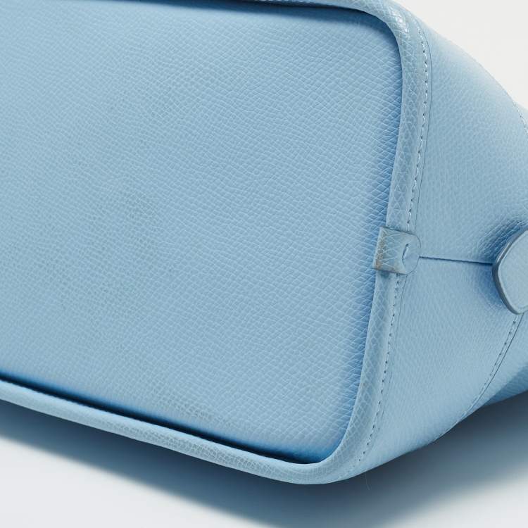 Pre Owned Coach Sky Blue Leather Cora Domed Satchel