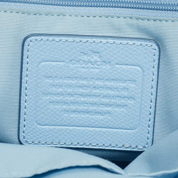Pre Owned Coach Sky Blue Leather Cora Domed Satchel