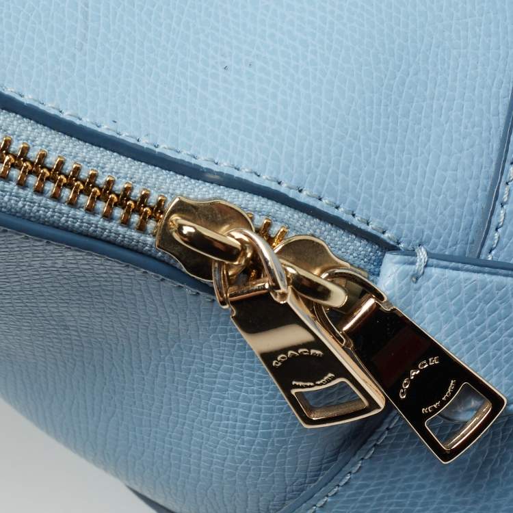 Pre Owned Coach Sky Blue Leather Cora Domed Satchel