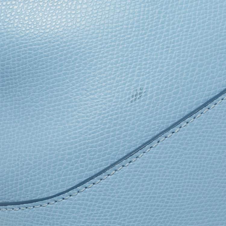 Pre Owned Coach Sky Blue Leather Cora Domed Satchel