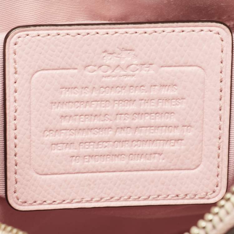 Pre Owned Coach Pink/Beige Signature Coated Canvas and Leather Mini Bennett Satchel