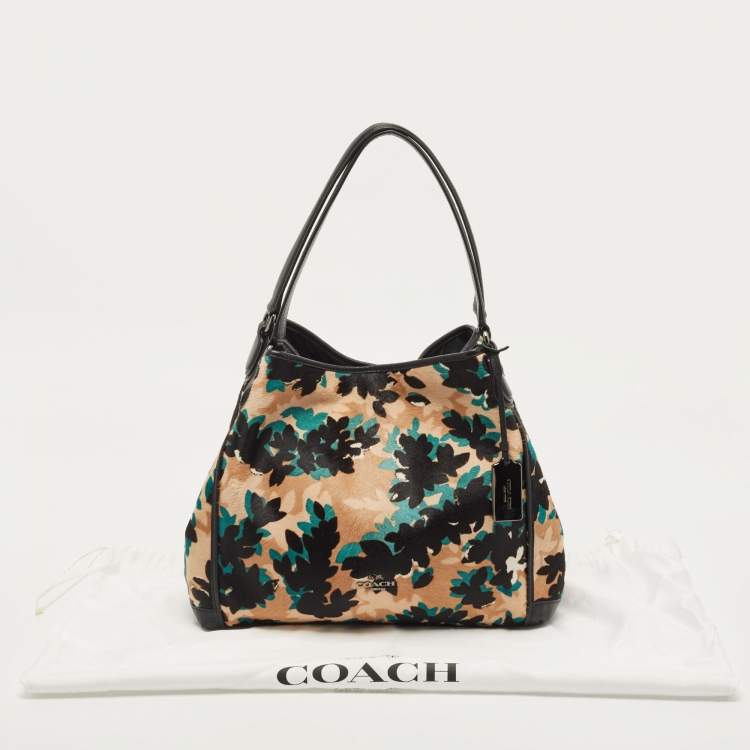 Pre Owned Coach Multicolor Leaf Print Calf Hair and Leather Edie 31 Shoulder Bag