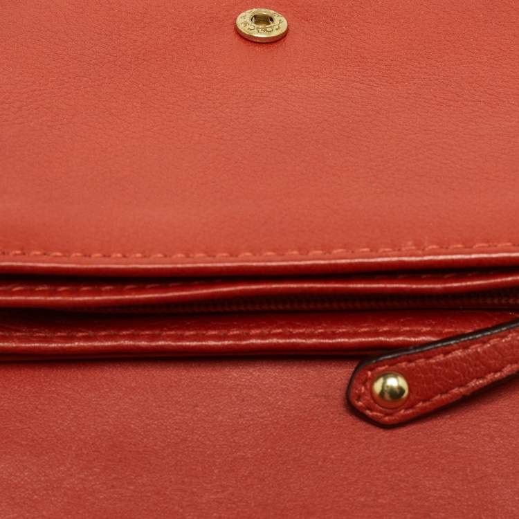 Pre Owned Coach Orange Leather Ashley Compact Wallet