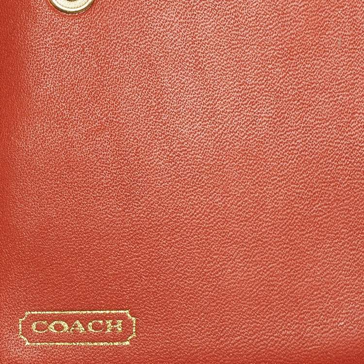 Pre Owned Coach Orange Leather Ashley Compact Wallet