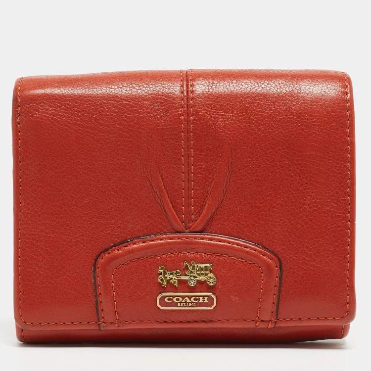 Fendi Red Leather Compact Wallet Brown, Womens Wallets & Small Accessories