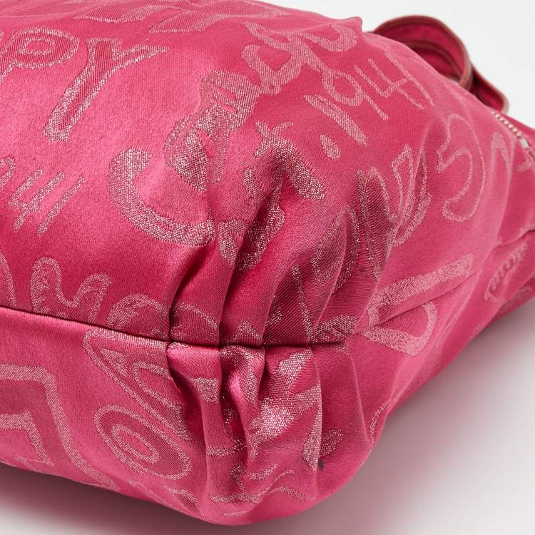 Pre Owned  Coach Pink Canvas and Patent Leather Poppy Glam Tote