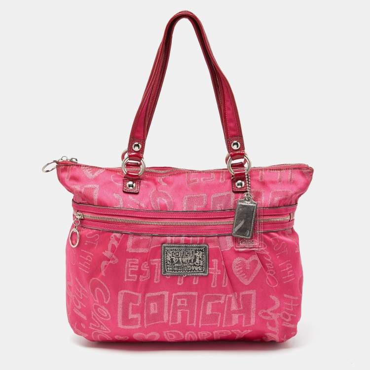 Coach Pink Canvas and Patent Leather Poppy Glam Tote Coach