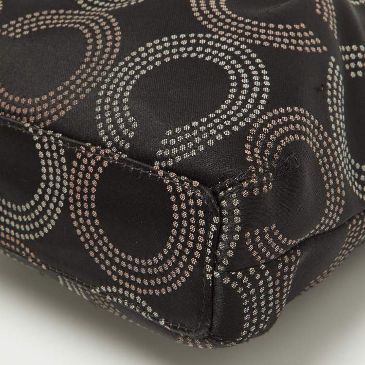 Pre Owned Coach Black Op Art Fabric and Patent Leather Sophia Satchel