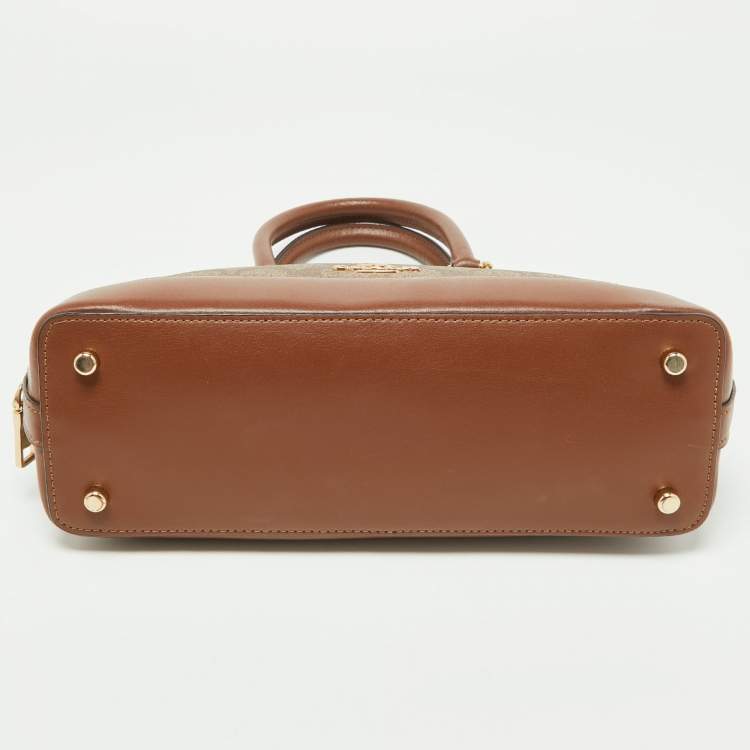 Pre Owned Coach Beige/Brown Signature Coated Canvas and Leather Mini Sierra Satchel
