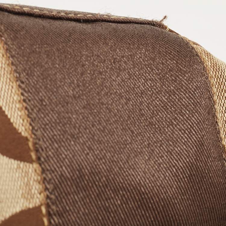 Pre Owned Coach Beige/Brown Signature Canvas and Leather Stipe Tote