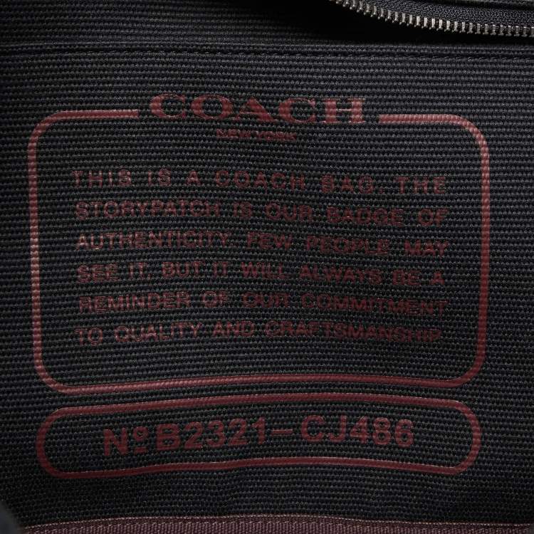 Pre Owned Coach Black/Burgundy Canvas and Leather 38 Tote