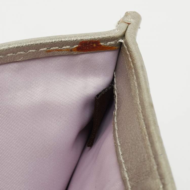 Pre Owned Coach Grey Signature Canvas Trifold Wallet