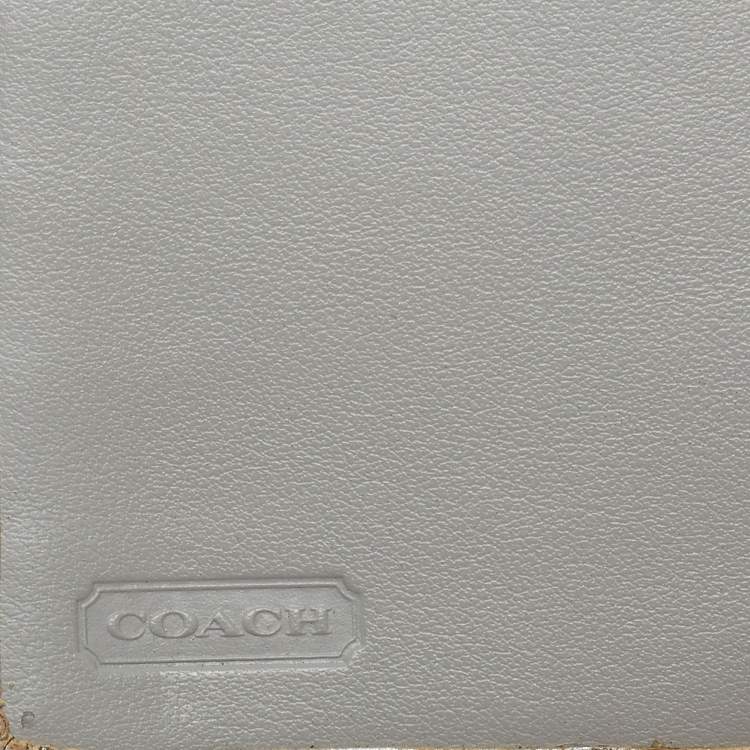Pre Owned Coach Grey Signature Canvas Trifold Wallet