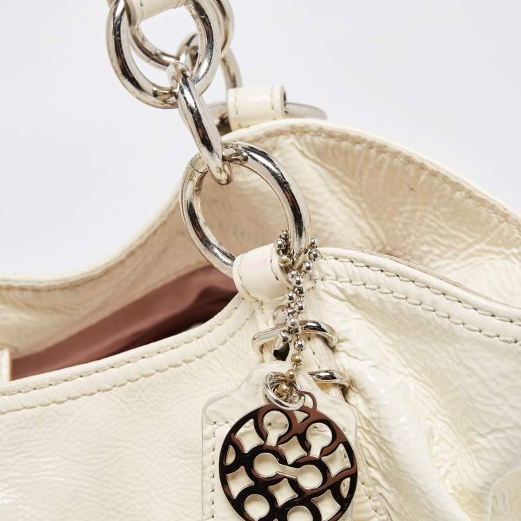 Pre Owned Coach White Patent Leather Alexandra Tote