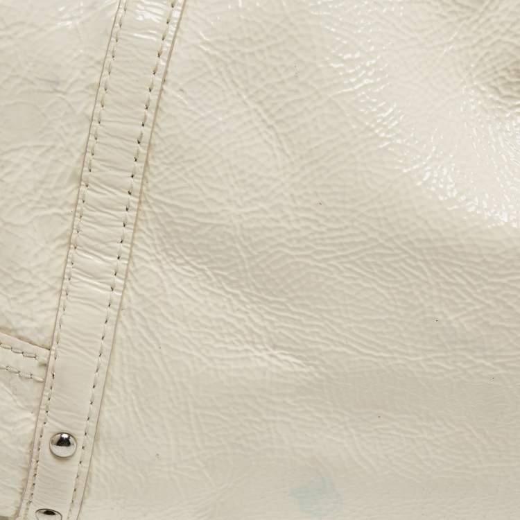 Pre Owned Coach White Patent Leather Alexandra Tote