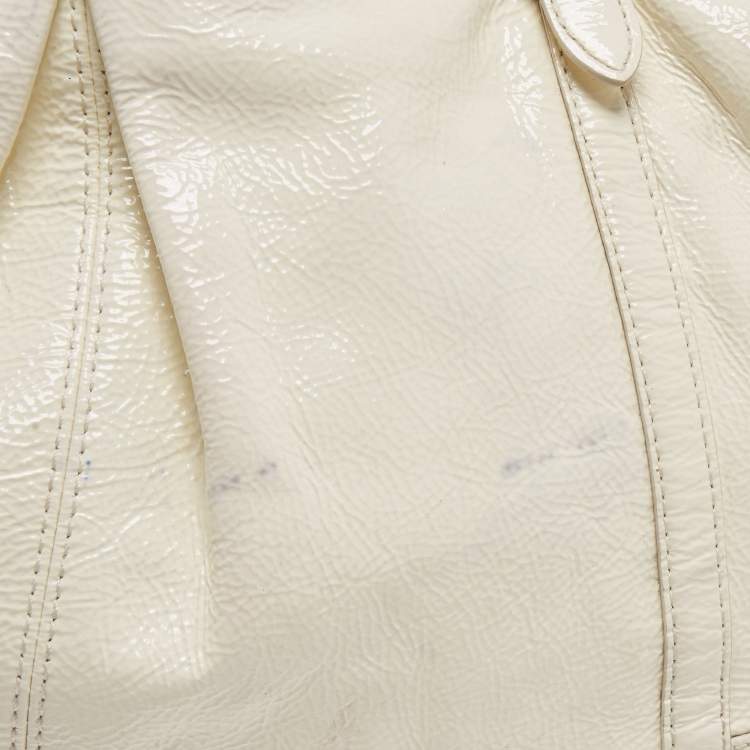 Pre Owned Coach White Patent Leather Alexandra Tote