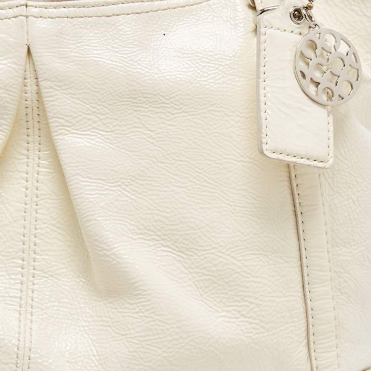 Pre Owned Coach White Patent Leather Alexandra Tote