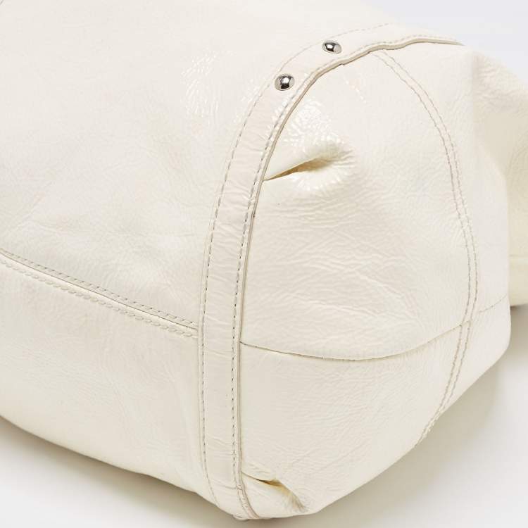Pre Owned Coach White Patent Leather Alexandra Tote