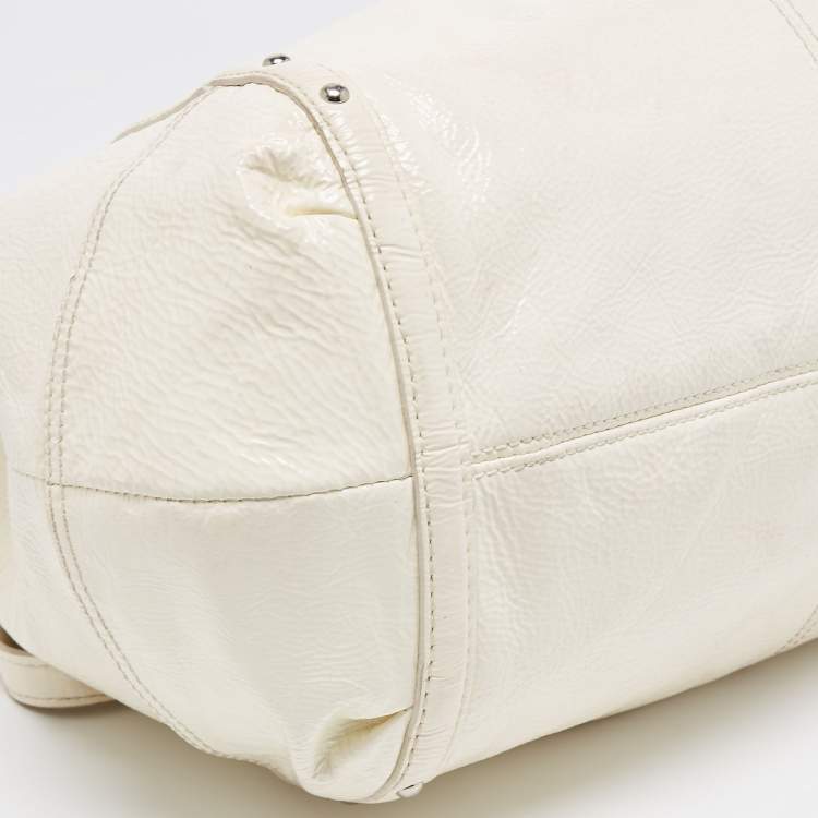 Pre Owned Coach White Patent Leather Alexandra Tote