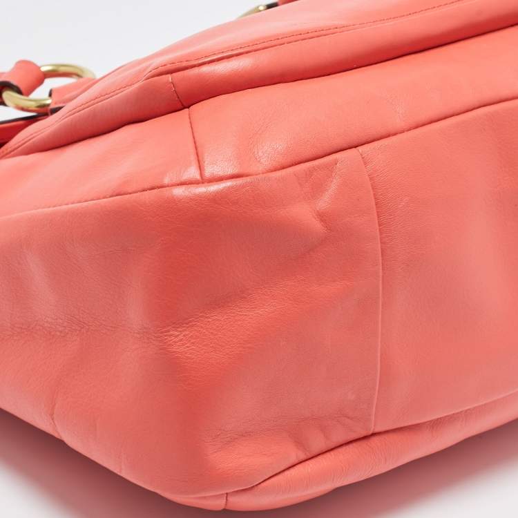 Pre Owned Coach Orange Leather Eva Flap Satchel
