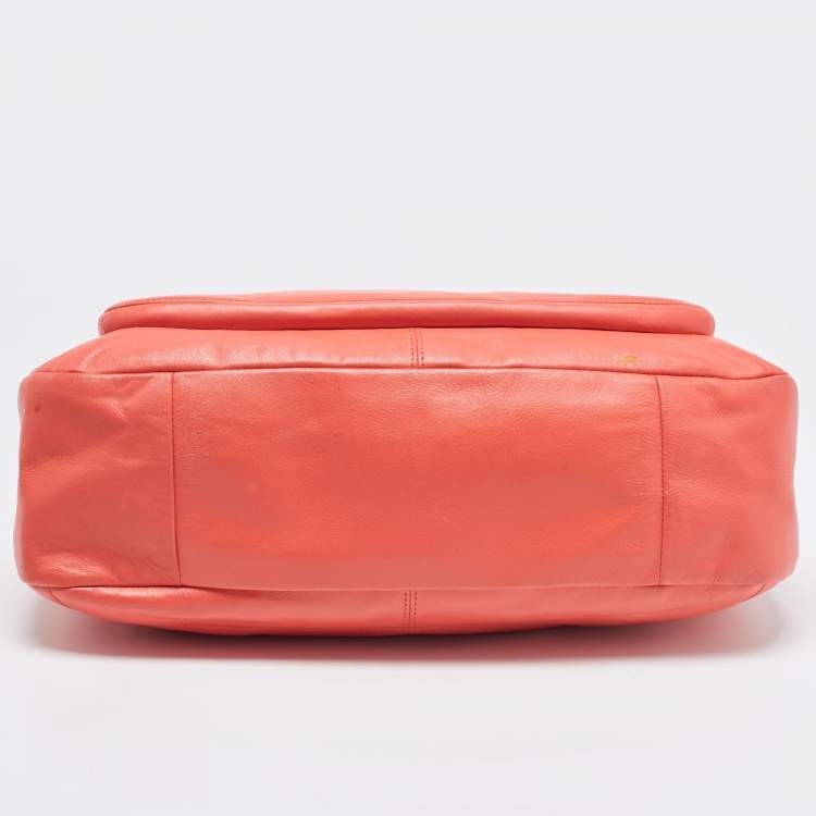 Pre Owned Coach Orange Leather Eva Flap Satchel