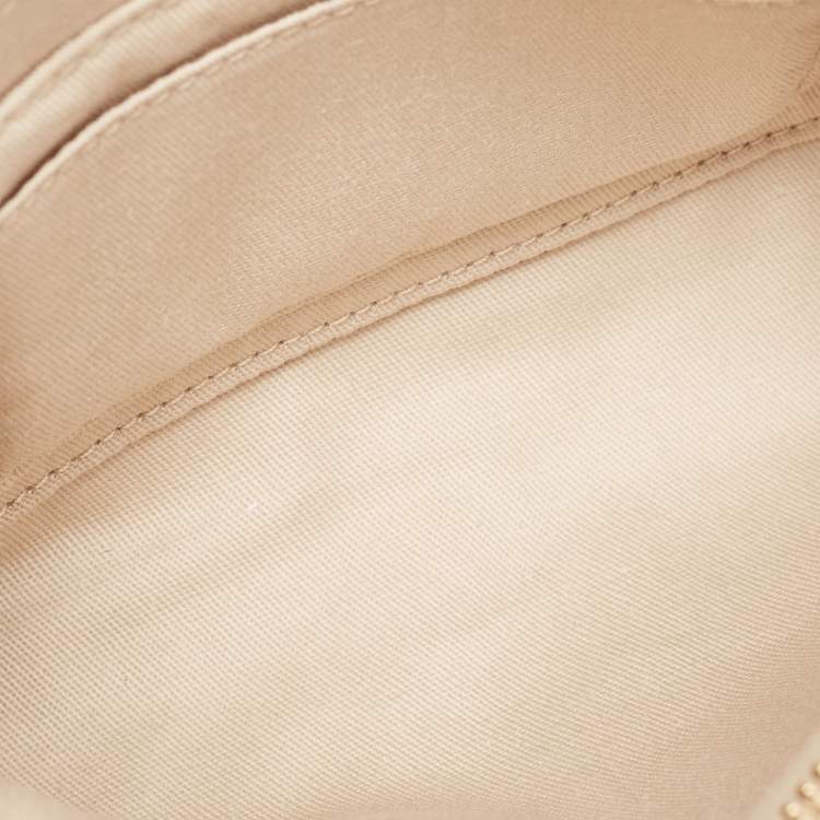 Pre Owned Coach Tan Leather Zip Strap Clutch