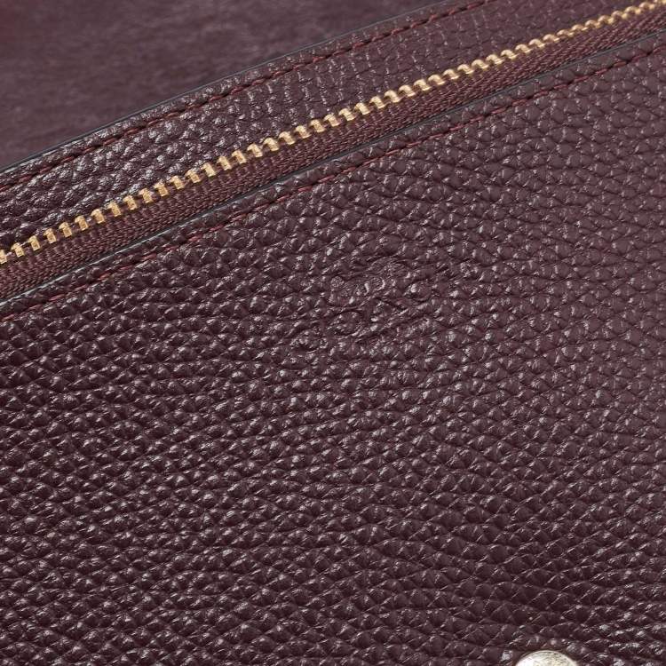 Pre Owned Coach Dark Brown Pebbled Leather Hayden Foldover Clutch Bag