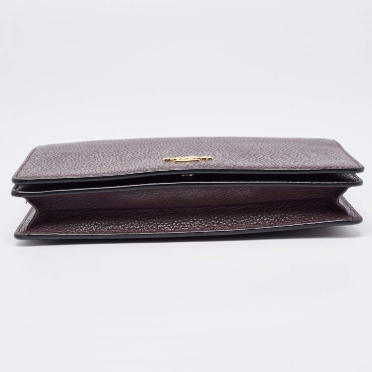 Pre Owned Coach Dark Brown Pebbled Leather Hayden Foldover Clutch Bag