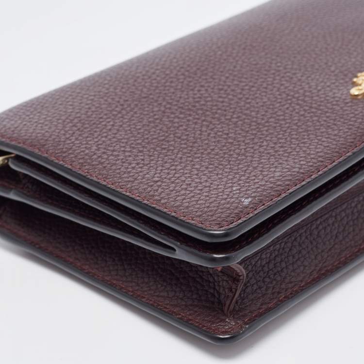 Pre Owned Coach Dark Brown Pebbled Leather Hayden Foldover Clutch Bag