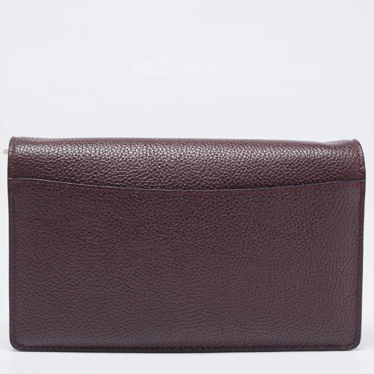 Pre Owned Coach Dark Brown Pebbled Leather Hayden Foldover Clutch Bag