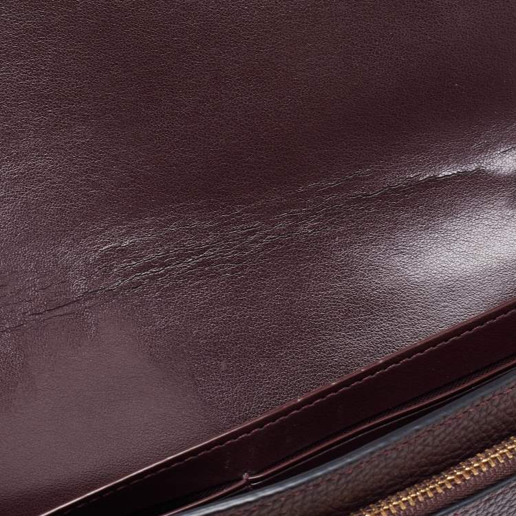 Pre Owned Coach Dark Brown Pebbled Leather Hayden Foldover Clutch Bag