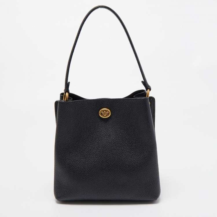 Pre Owned Coach Black Leather Charlie Bucket Bag