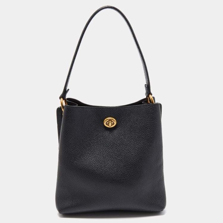 Pre Owned Coach Black Leather Charlie Bucket Bag