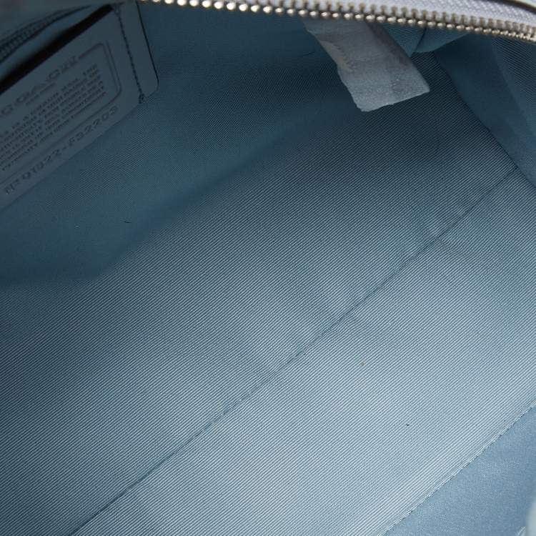 Pre Owned Coach Brown/Blue Signature Coated Canvas and Leather Mini Bennett Satchel