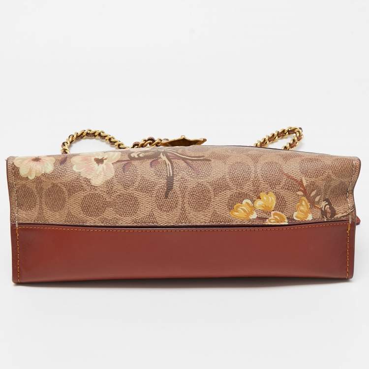 Pre Owned Coach Brown/Beige Signature Coated Canvas and Leather Parker Shoulder Bag