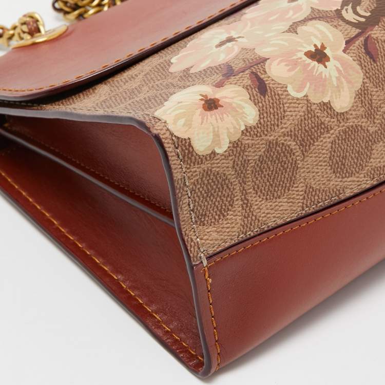 Pre Owned Coach Brown/Beige Signature Coated Canvas and Leather Parker Shoulder Bag