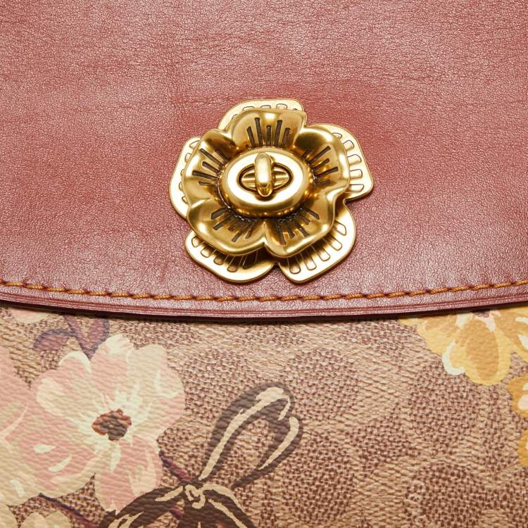 Pre Owned Coach Brown/Beige Signature Coated Canvas and Leather Parker Shoulder Bag