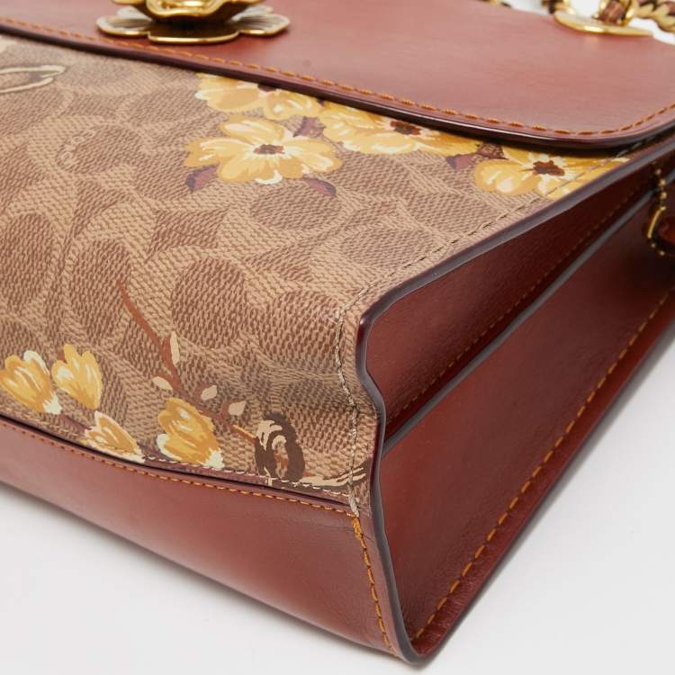 Pre Owned Coach Brown/Beige Signature Coated Canvas and Leather Parker Shoulder Bag