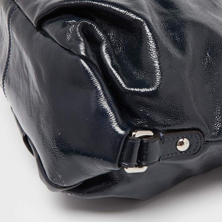 Pre Owned Coach Blue Patent Leather Brooke Hobo