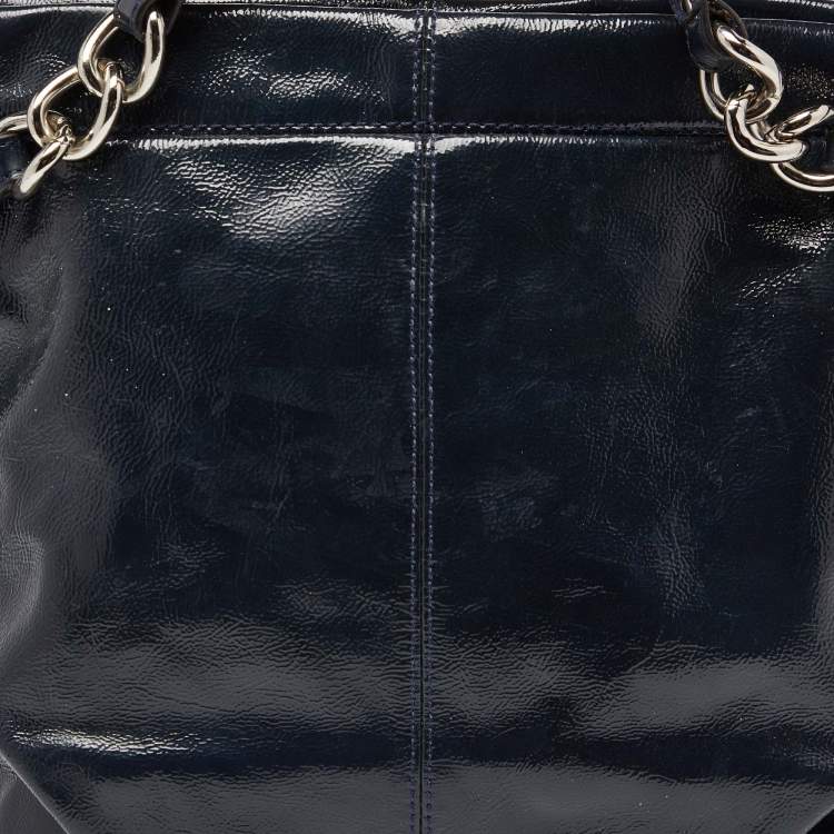 Pre Owned Coach Blue Patent Leather Brooke Hobo
