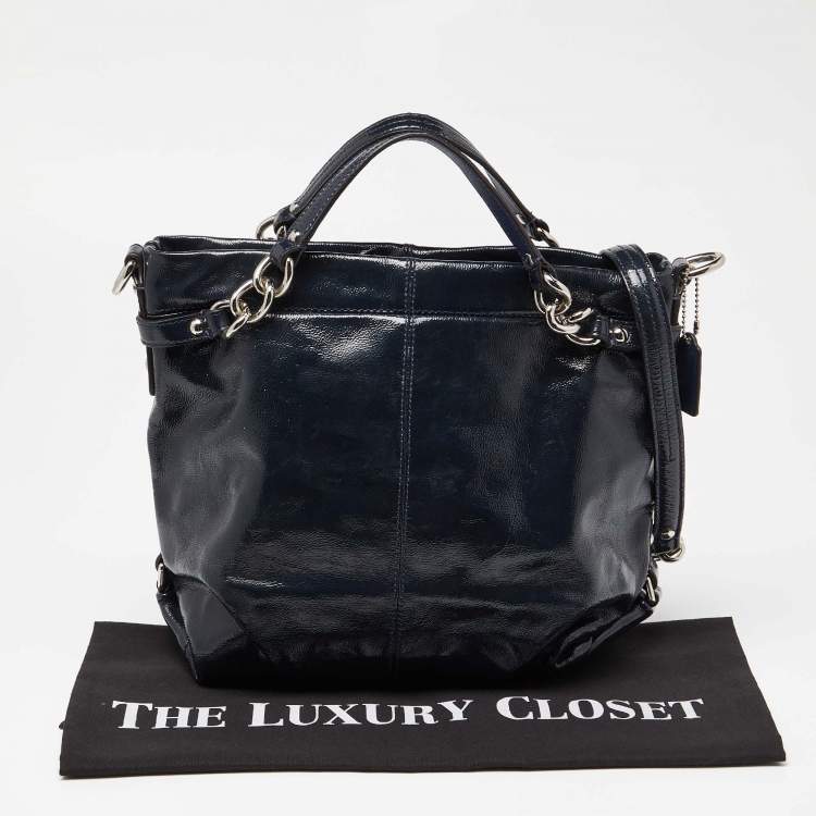 Pre Owned Coach Blue Patent Leather Brooke Hobo