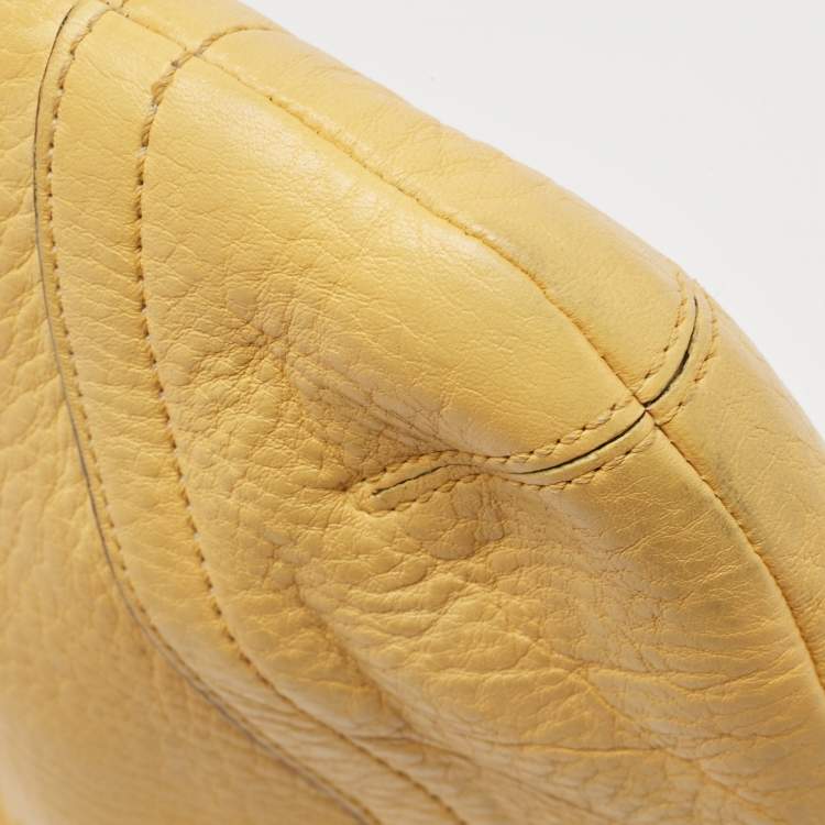 Pre Owned Coach Yellow/Brown Leather Crossbody Bag