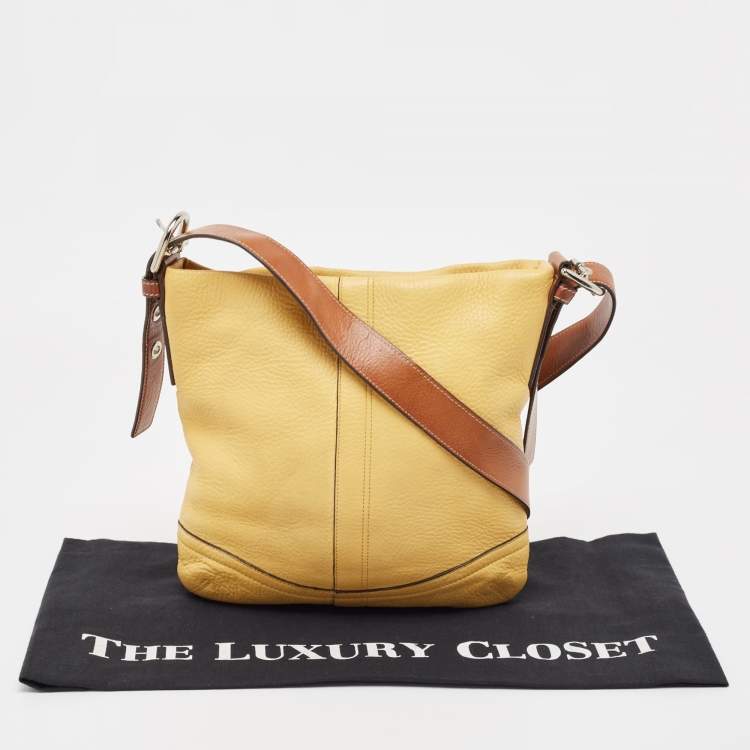 Pre Owned Coach Yellow/Brown Leather Crossbody Bag