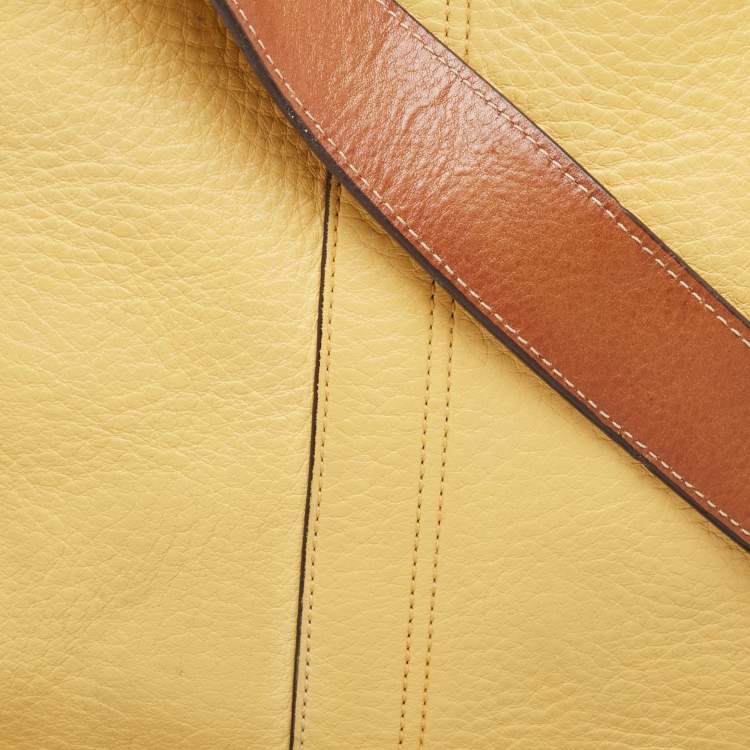 Pre Owned Coach Yellow/Brown Leather Crossbody Bag