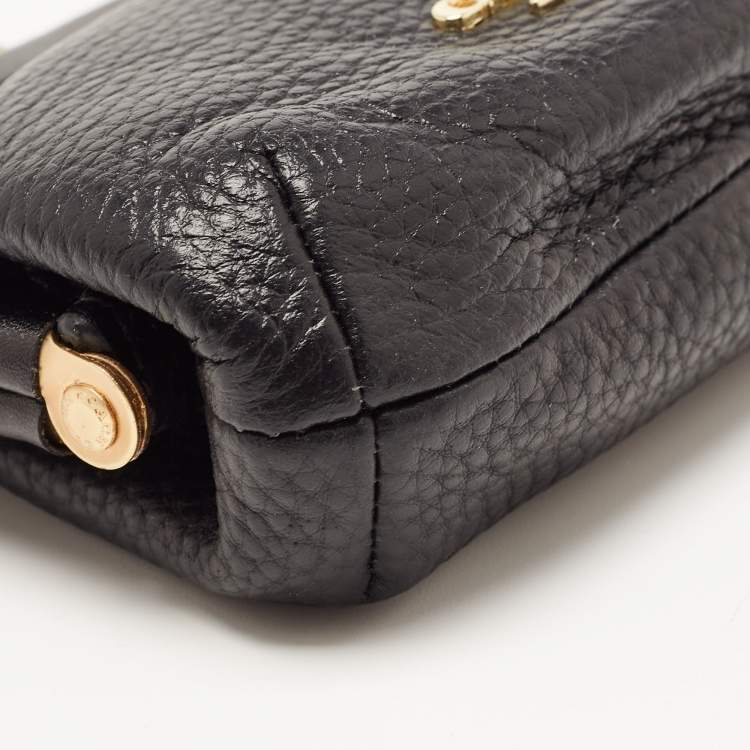 Pre Owned Coach Black Leather Nora Kisslock Coin Purse 